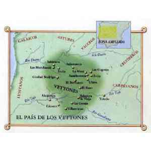 Click para ampliar. Pulsa en el nombre para ver la ficha. Mapa del territorio vettón